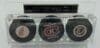 Gordie Howe/Maurice Richard/Bobby Hull All-Time Great #9s Triple Autographed Pucks