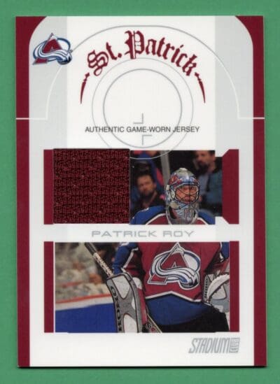 Patrick Roy 2002-03 Topps Stadium Club St. Patrick Jersey #SPCAJ