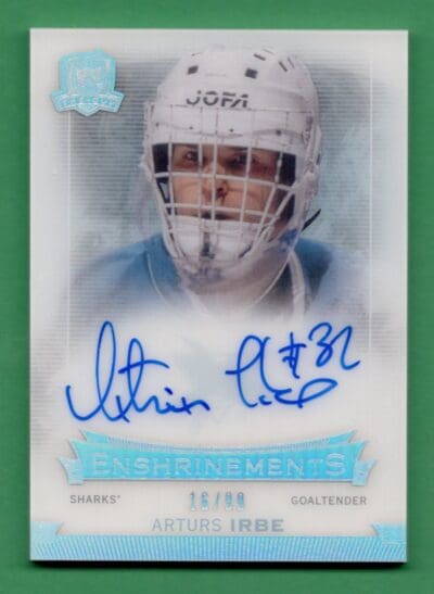 Arturs Irbe 2014-15 Upper Deck The Cup Enshrinements 16/99 Auto #E-AI