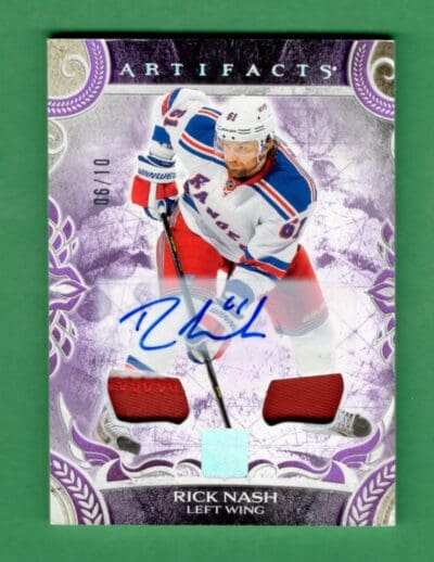 Rick Nash 2024-25 Upper Deck Artifacts Purple Auto Materials /10 #158