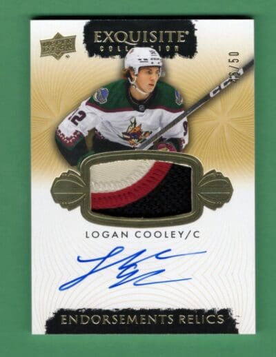 Logan Cooley 23-24 Upper Deck Exquisite Collection Endorsenemts Relics /50 #ER-CO