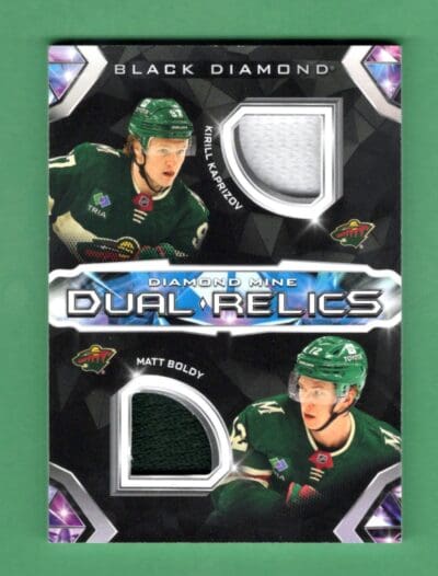 Kaprizov, Boldy 2023-24 Upper Deck Black Diamond Dual Relics #DMDR-BK