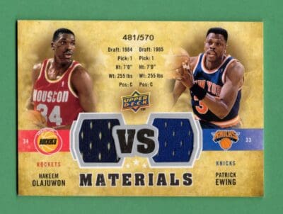 Olajuwon, Ewing 2009-10 Upper Deck Basketball Dual Jersey /570 #VS-OE