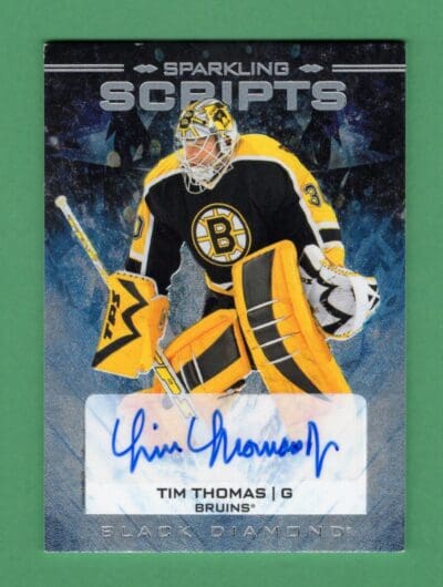 Tim Thomas 2024-25 Upper Deck Black Diamond Sparkling Scripts #SS-TT