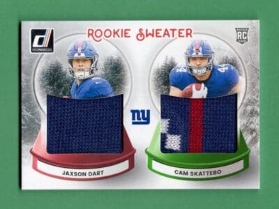 Dart, Skattebo 2025 Panini Donruss Dual Holiday Rookie Sweater #SWED-NYG