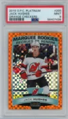 Jack Hughes 2019-20 OPC Platinum Orange Checkers Marquee Rookie /25 PSA 9 POP 3