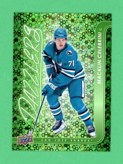 2024-25 UD Extended Macklin Celebrini Green Dazzlers Rookie Card RC #DZ-128 NM