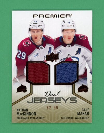 2024-25 UD Premier Cale Markar & Nathan MacKinnon Dual Jersey's 82/99 NM
