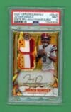 2024 Topps Resurgence Jayden Daniels Gold RC Patch Auto 22/50 PSA 9