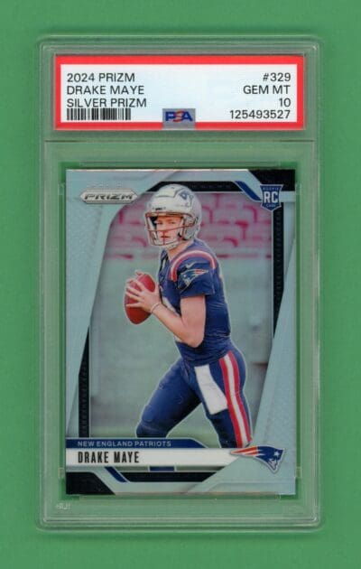 2024 Panini Prizm Drake Maye Silver Prizm Rookie Card RC #329 PSA 10