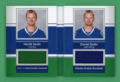 H.Sedin, D.Sedin 2015-16 Upper Deck SPGY Media Guide Booklets /65 #MG-SS