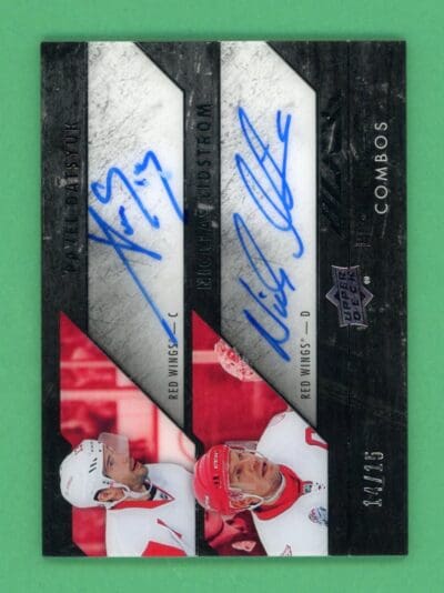 Datsyuk, Lidstrom 2015-16 Upper Deck Black Pro Penmanship Combos /15 #PEN2-DL