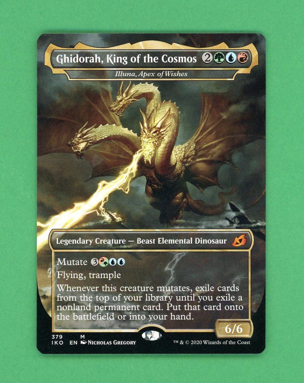 king ghidorah mtg card Ghidorah, King of the Cosmos Illuna Apex of Wishes MTG Ikoria 379