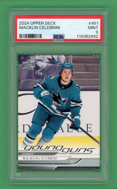 Macklin Celebrini 2024-25 Upper Deck Series 2 Young Guns #451 PSA 9