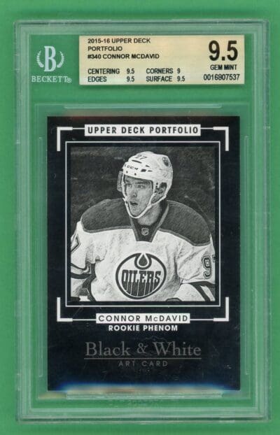 Connor Mcdavid 15-16 Upper Deck Portfolio Black & White Rookie Card #340 BGS 9.5