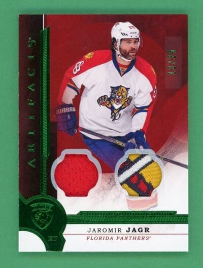 2016-17 UD Artifacts Jaromir Jagr Emerald Dual Patch Relic #111 12/25 NM