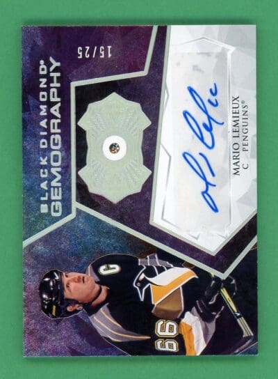 2020-21 UD Black Diamond Mario Lemieux Gemography Auto #G-ML 15/25 NM