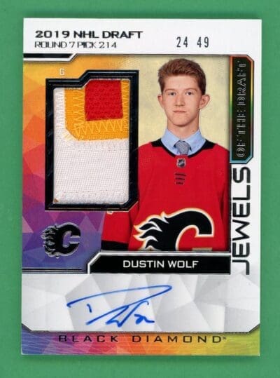 2023-24 UD Black Diamond Dustin Wolf Patch Auto RC #JD-DW 24/49