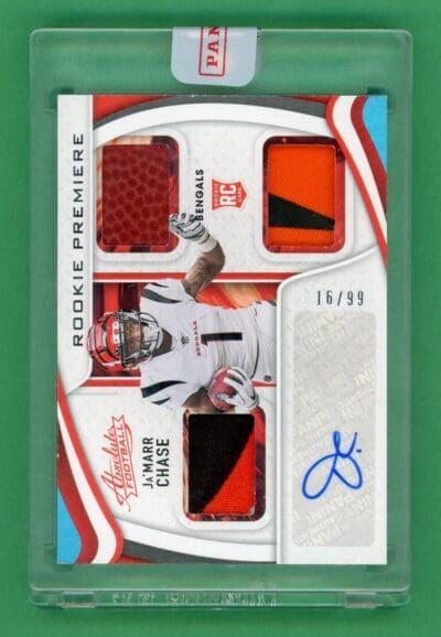 2021 Panini Absolute Ja'Marr Chase Rookie Premiere Patch Auto #205 16/99