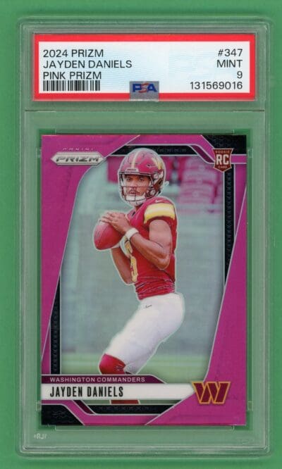 Jayden Daniels 2024 Panini Prizm Pink Prizm Rookie Card #347 PSA 9