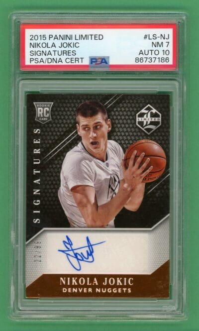 Nikola Jokic 2015-16 Panini Limited Rookie Signatures /99 #LS-NJ PSA 7
