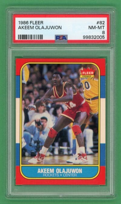 Akeem Olajuwon 1986-87 Fleer Rookie Card #82 PSA 8