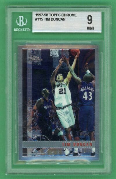 Tim Duncan 1997-98 Topps Chrome Rookie Card #115 BGS 9