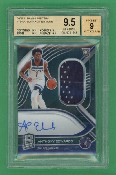 Anthony Edwards 2020-21 Panini Spectra Rookie Jersey/Auto /99 #194 BGS 9.5
