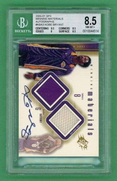 Kobe Bryant 00-01 Upper Deck SPX Winning Materials Auto/Dual Patch #KBA3 BGS 8.5
