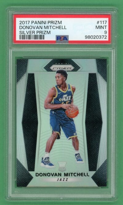 Donovan Mitchell 2017-18 Panini Prizm Silver Rookie Card #117 PSA 9
