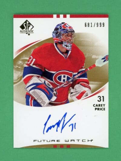 Carey Price 2007-08 Upper Deck SP Authentic Future Watch /999 #225