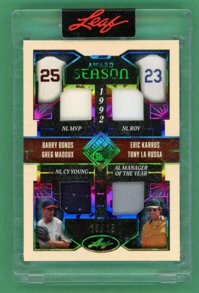 Bonds, Karros, Maddux, La Russa 2025 Leaf Jersey Card /15 #AS-3