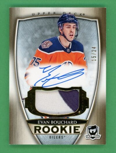 2018-19 Upper Deck The Cup Evan Bouchard Gold Rookie Patch/Auto /24 #109