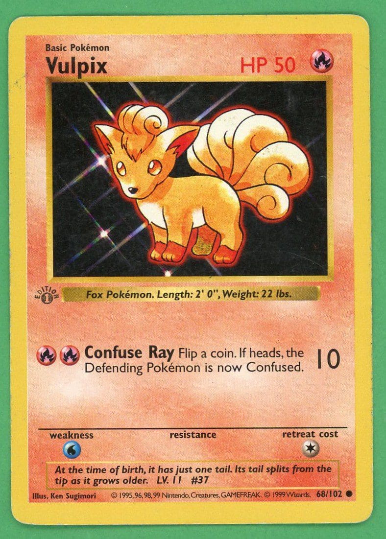 Vulpix Pokemon Base Set 1ST Edition Shadowless Common 68/102 | Outpost ...