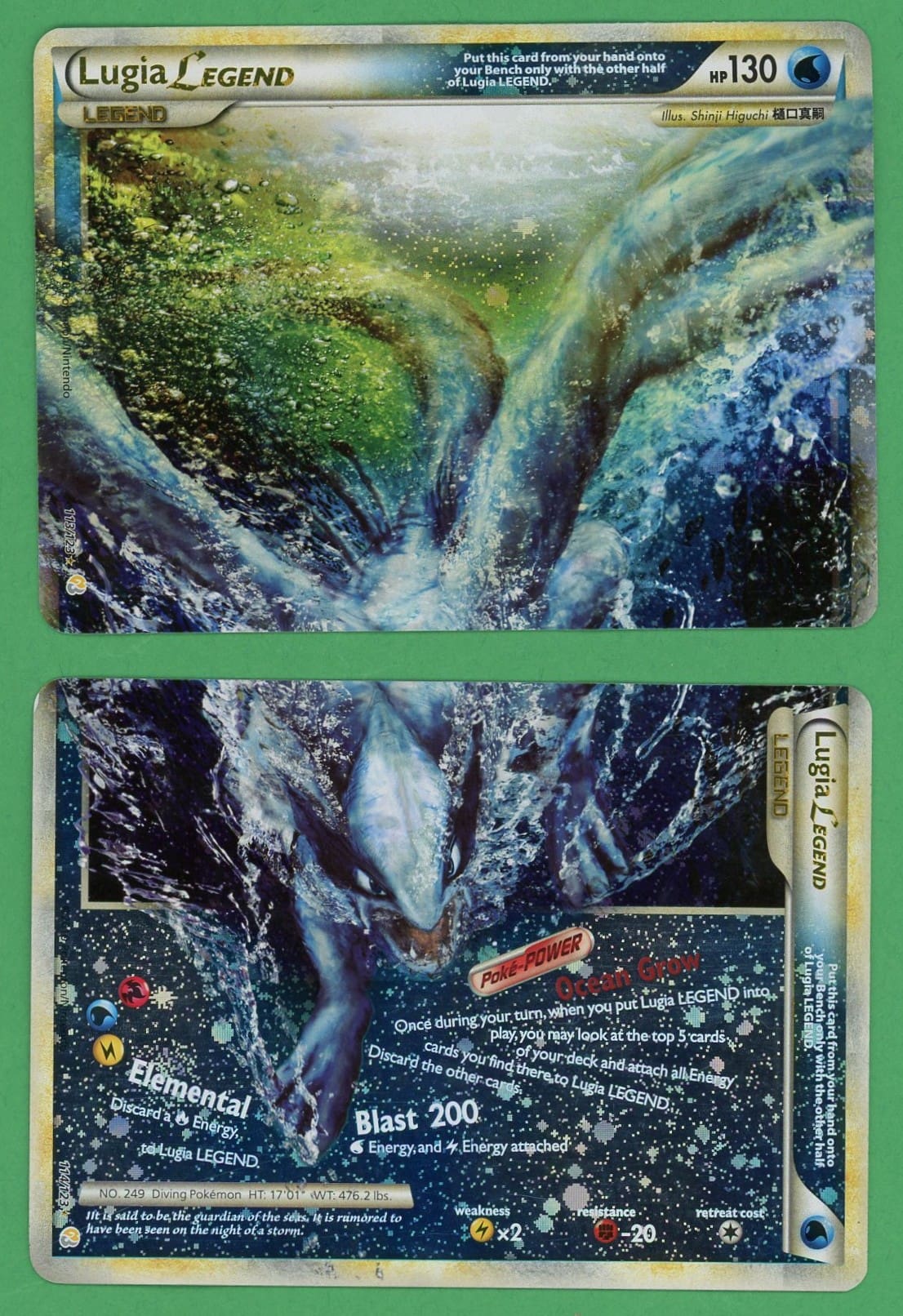 Lugia Legend Pokemon HeartGold SoulSilver Legend Card 113/123 114/123 Top & Bottom LP