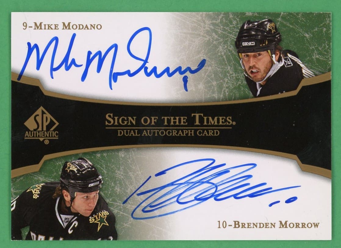 Mike Modano Brendan Morrow 2007-08 Sign of the Times Dual Auto Stars #ST2-MM