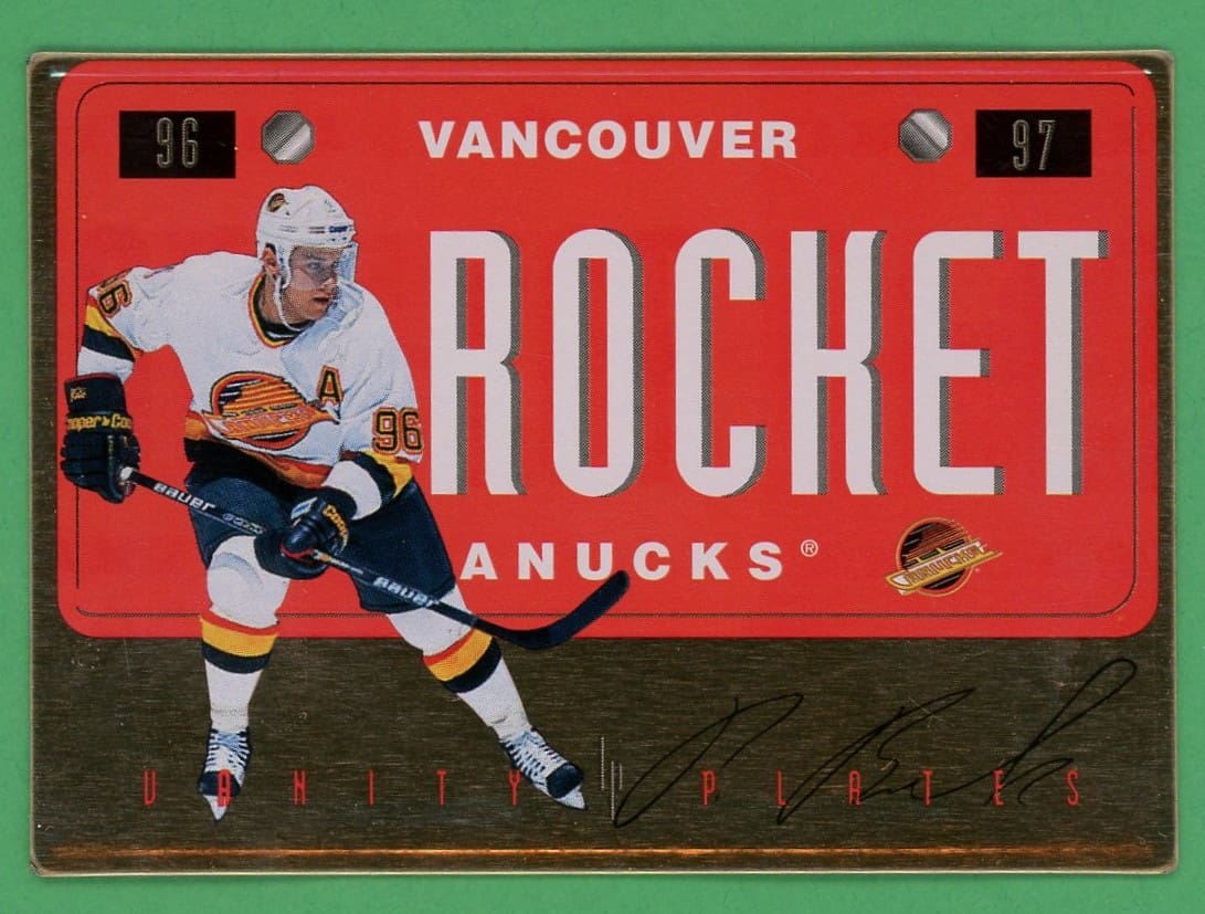 Pavel Bure 1996-97 Leaf Preferred Canucks Vanity Plates Gold Metal Card #9