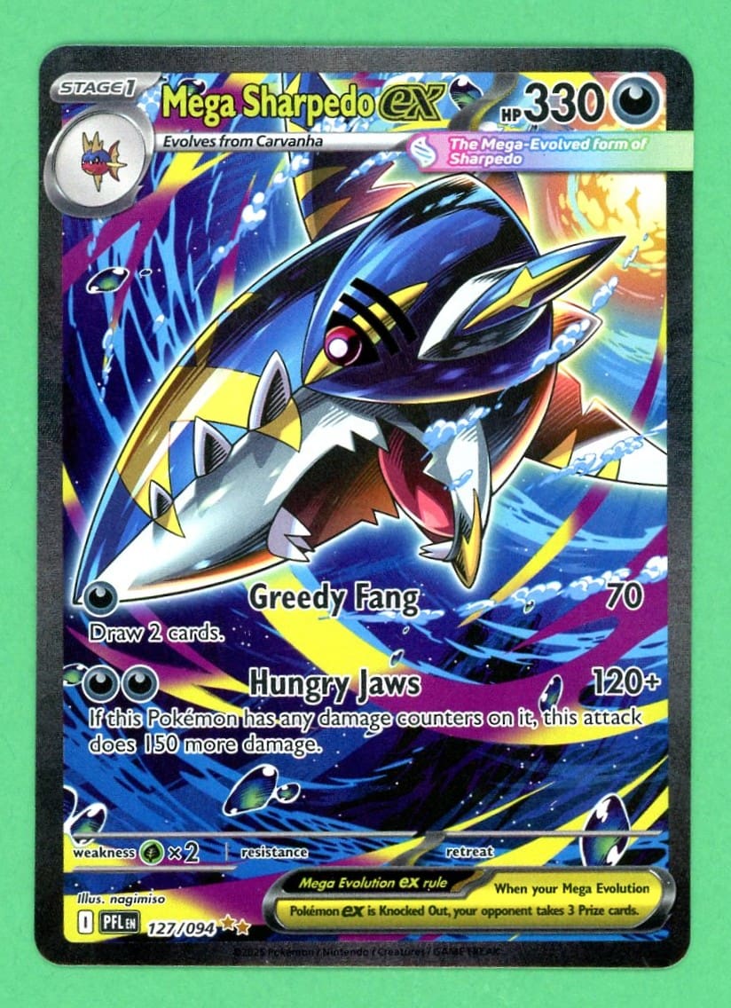 Mega Sharpedo Ex Pokemon SIR Phantasmal Flames 127/094 NM
