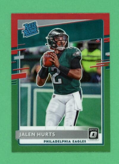 Jalen Hurts 2020 Panini Donruss Optic Preview Red Green Rated Rookie #P-314