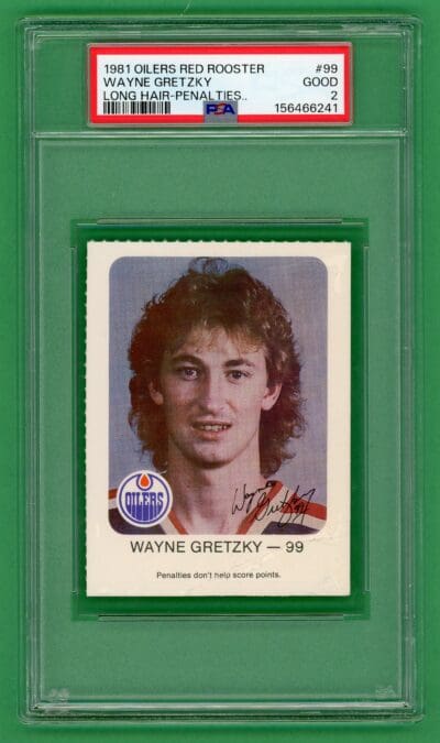 Wayne Gretzky 1981 Oilers Red Rooster Long Hair Penalties #99 PSA 2
